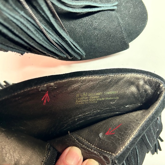 Libby Edelman Women's Bellamy Black Suede Fringe Boho Peep-toe Booties Size 8.5 - Picture 13 of 14